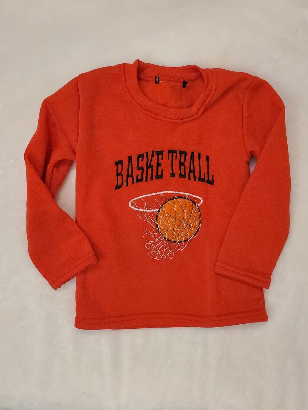 Kids Red Basketball Long-Sleeve Top
